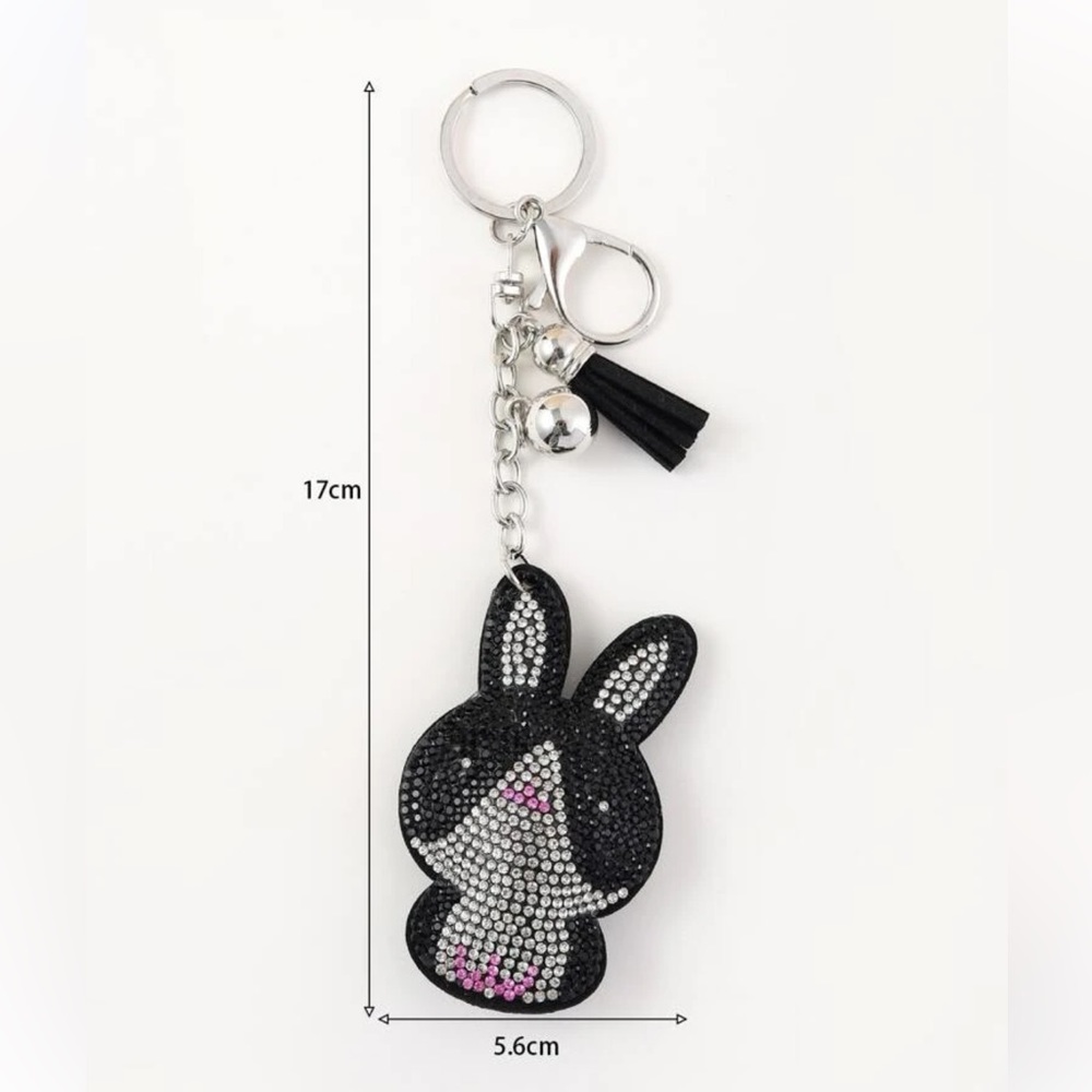 Rhinestone Bunny Keychain - Picture 4 of 4